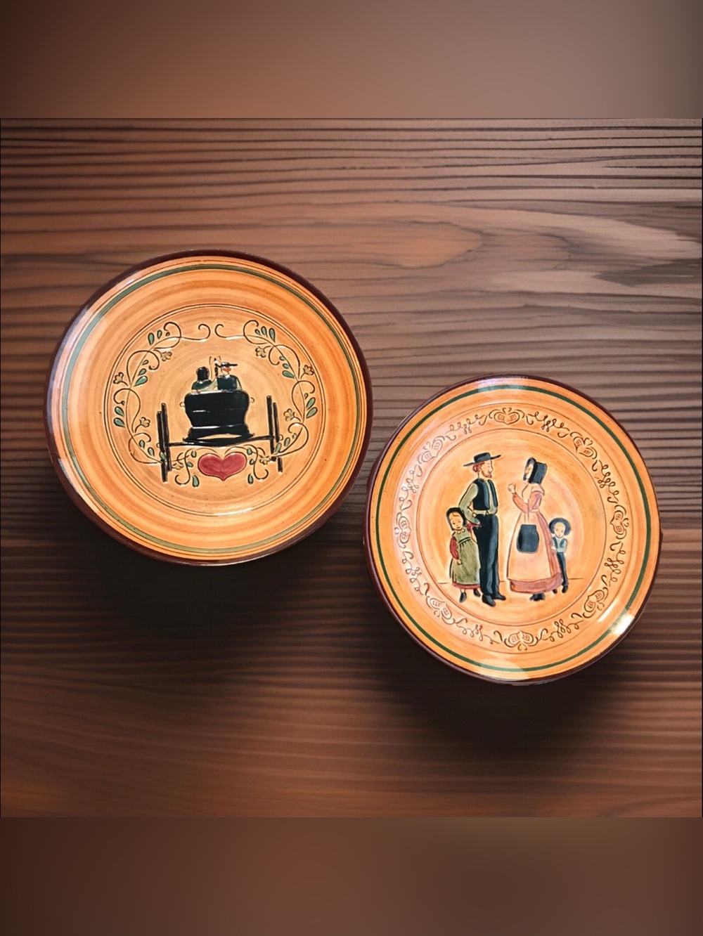 Pennsbury Pottery Amish Family & Buggy Plate Signed Vintage 1970s 8” EUC rare